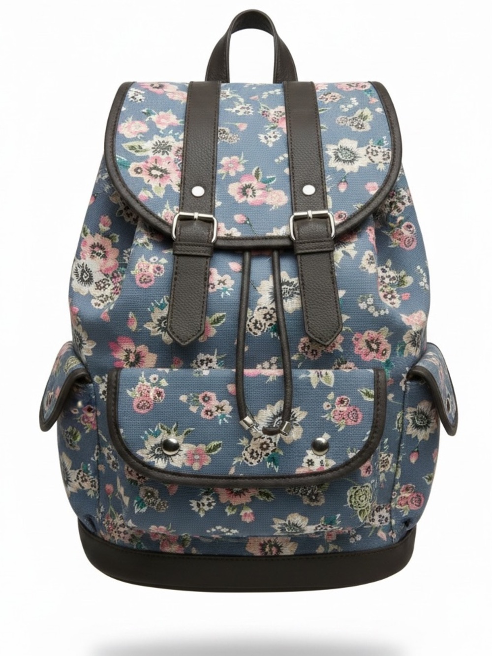 Candies Vintage Blue Floral Canvas Drawstring Backpack EUC Festival Boho Revival